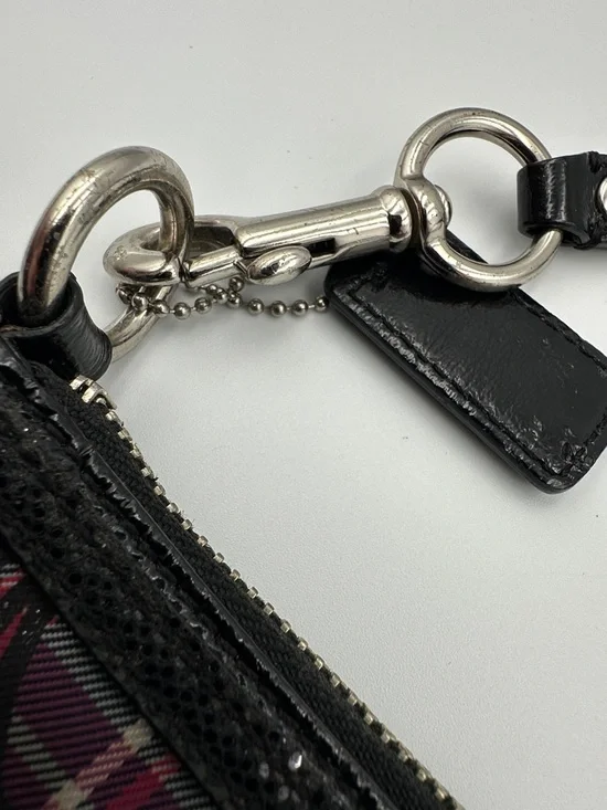 Coach Poppy Plaid Tartan Wristlet Double Zip Y2K Glam Signature C Pink Black - Picture 7 of 16